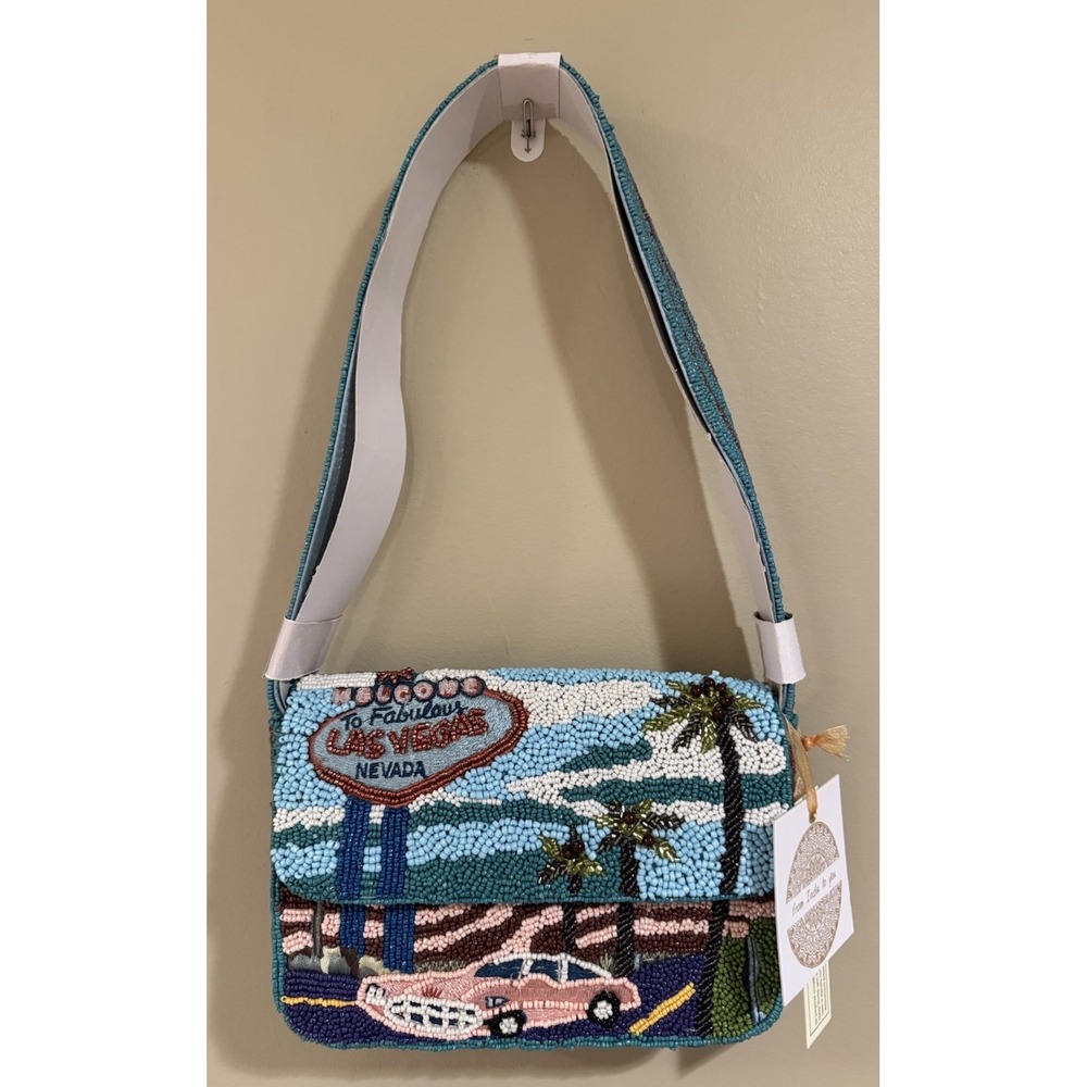From India To You Beaded Embroidered Las Vegas Nevada Scenic Shoulder Bag NWT